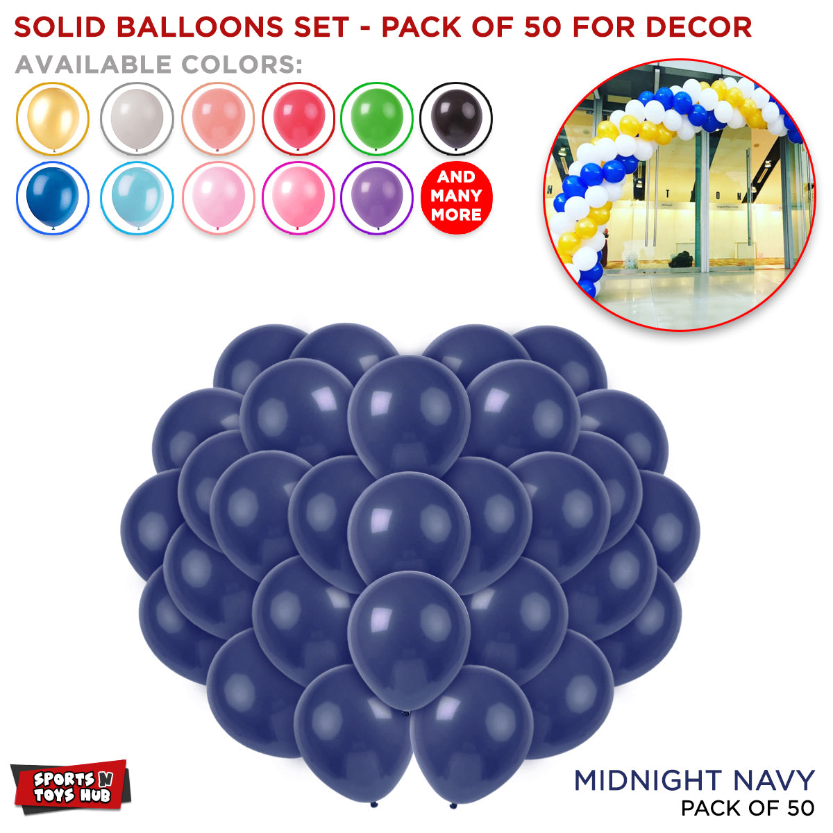 Solid Latex Balloons 50 Pcs