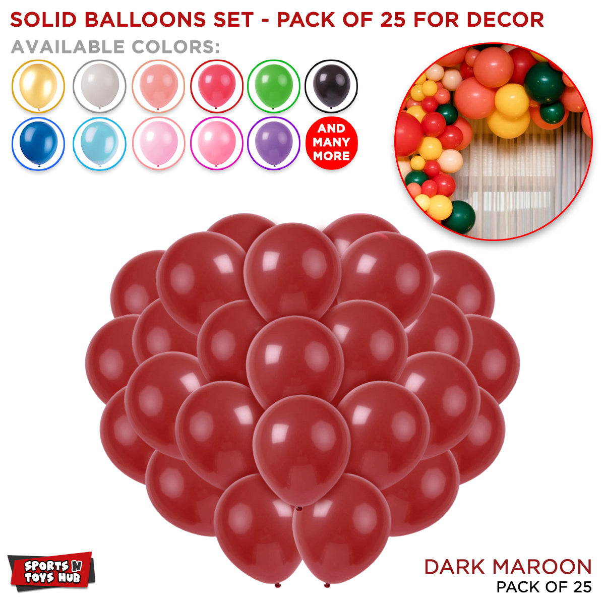 Solid Latex Balloons 25 Pcs