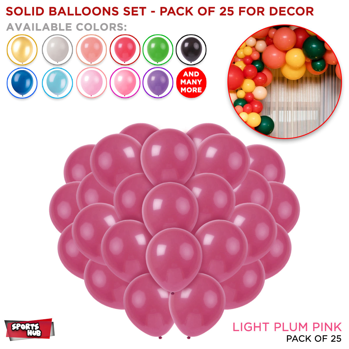 Solid Latex Balloons 25 Pcs