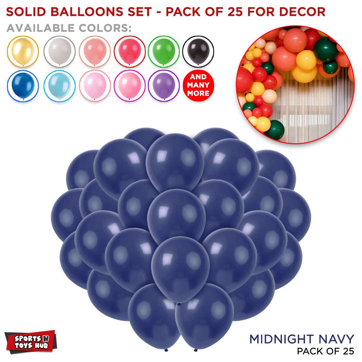 Solid Latex Balloons 25 Pcs