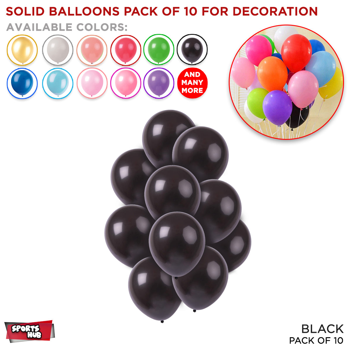 Solid Latex Balloons 10 Pcs