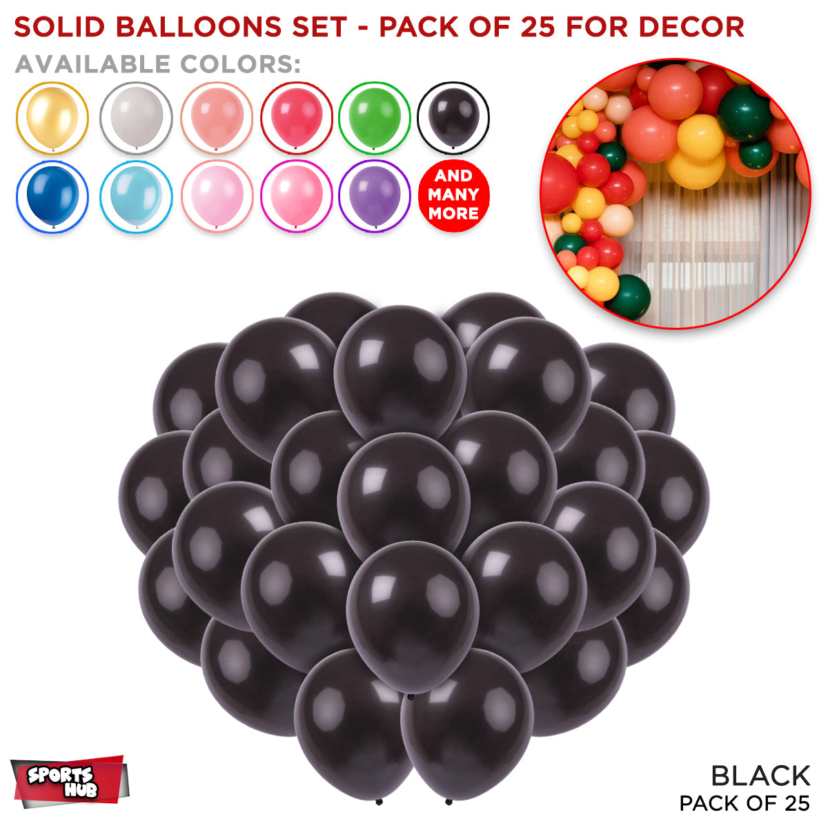 Solid Latex Balloons 25 Pcs