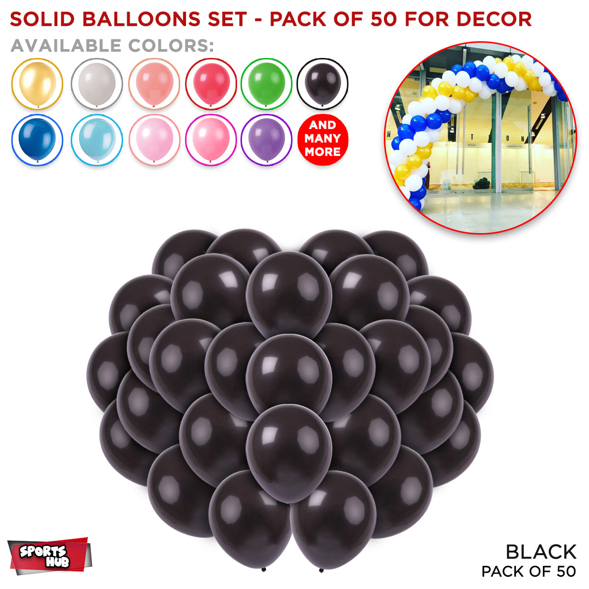 Solid Latex Balloons 50 Pcs