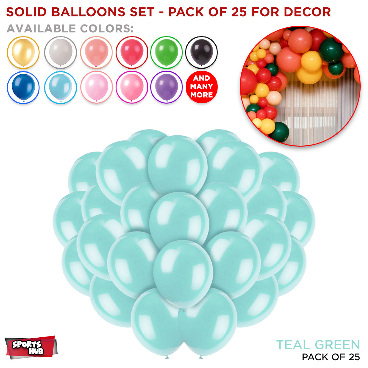 Solid Latex Balloons 25 Pcs
