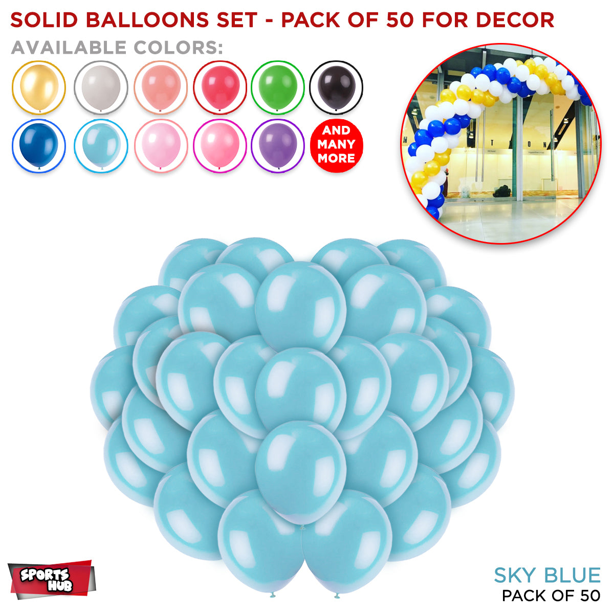 Solid Latex Balloons 50 Pcs