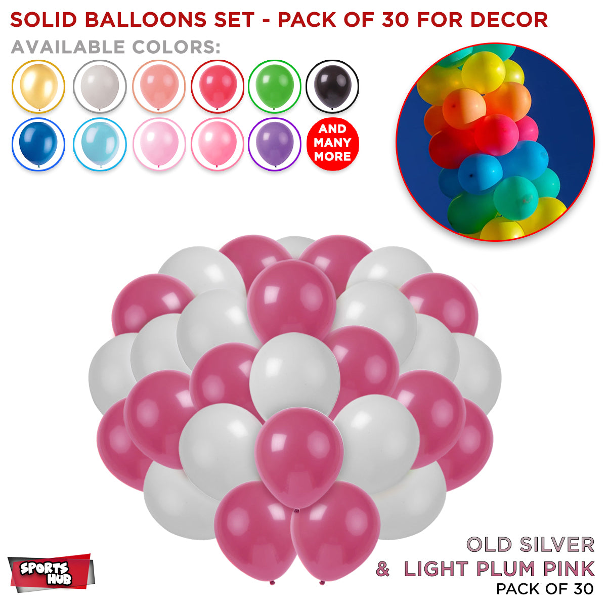 Solid Latex Balloons 30 Pcs