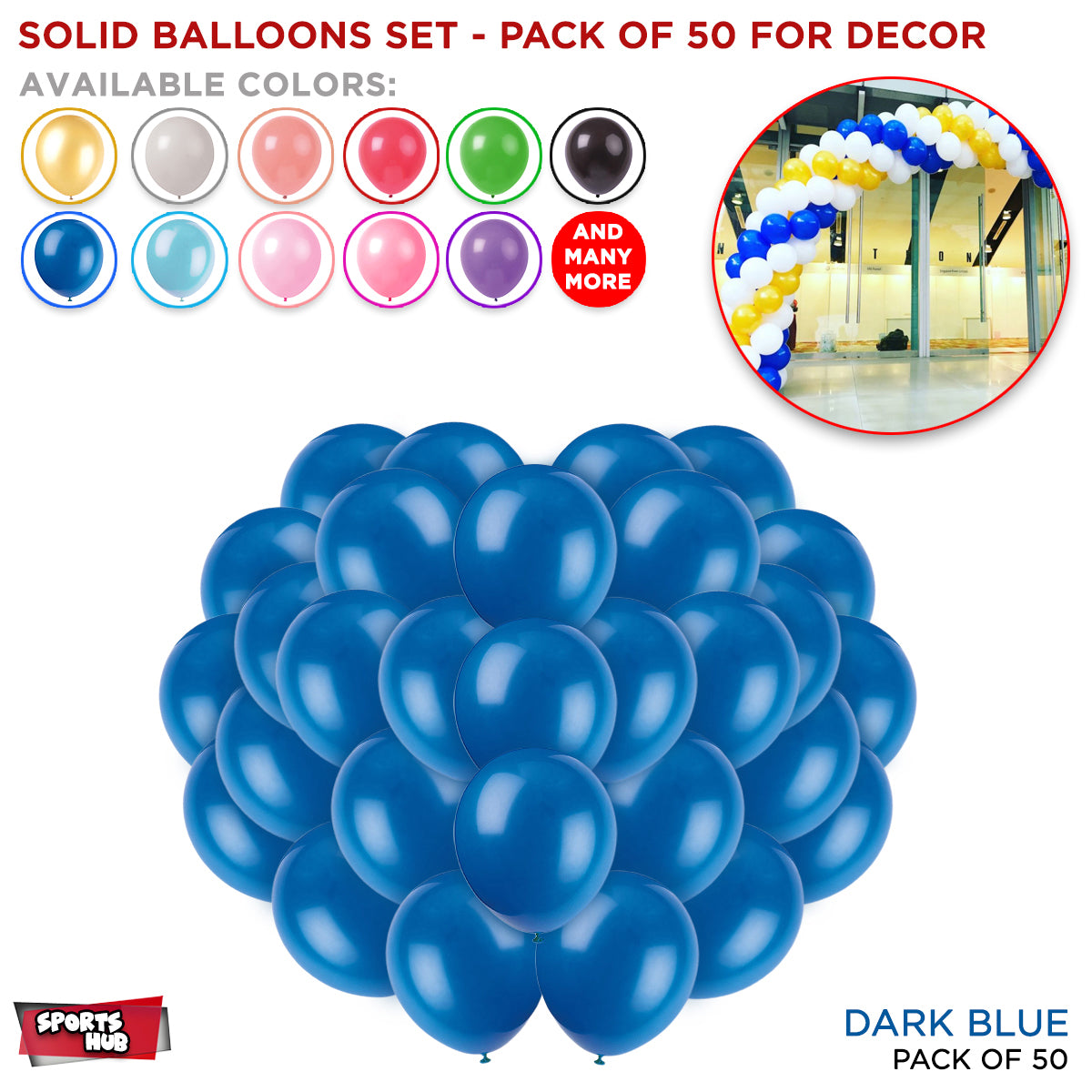 Solid Latex Balloons 50 Pcs