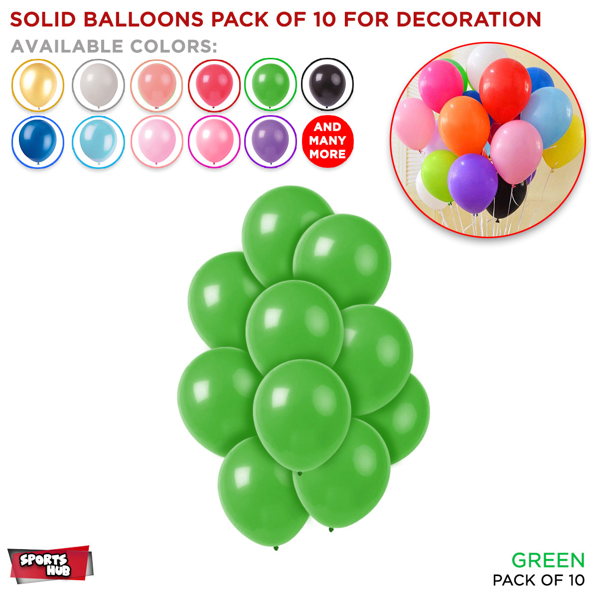 Solid Latex Balloons 10 Pcs