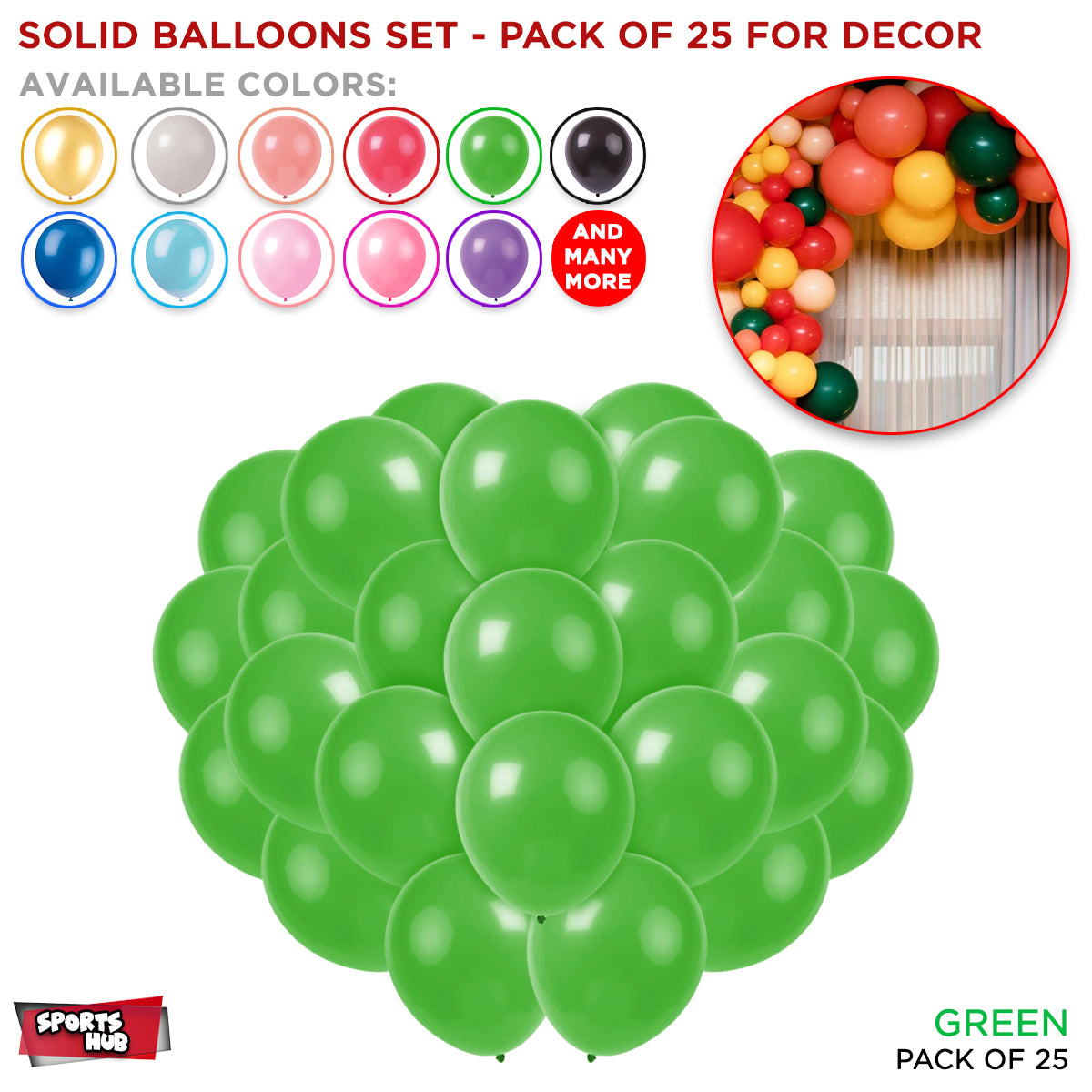 Solid Latex Balloons 25 Pcs