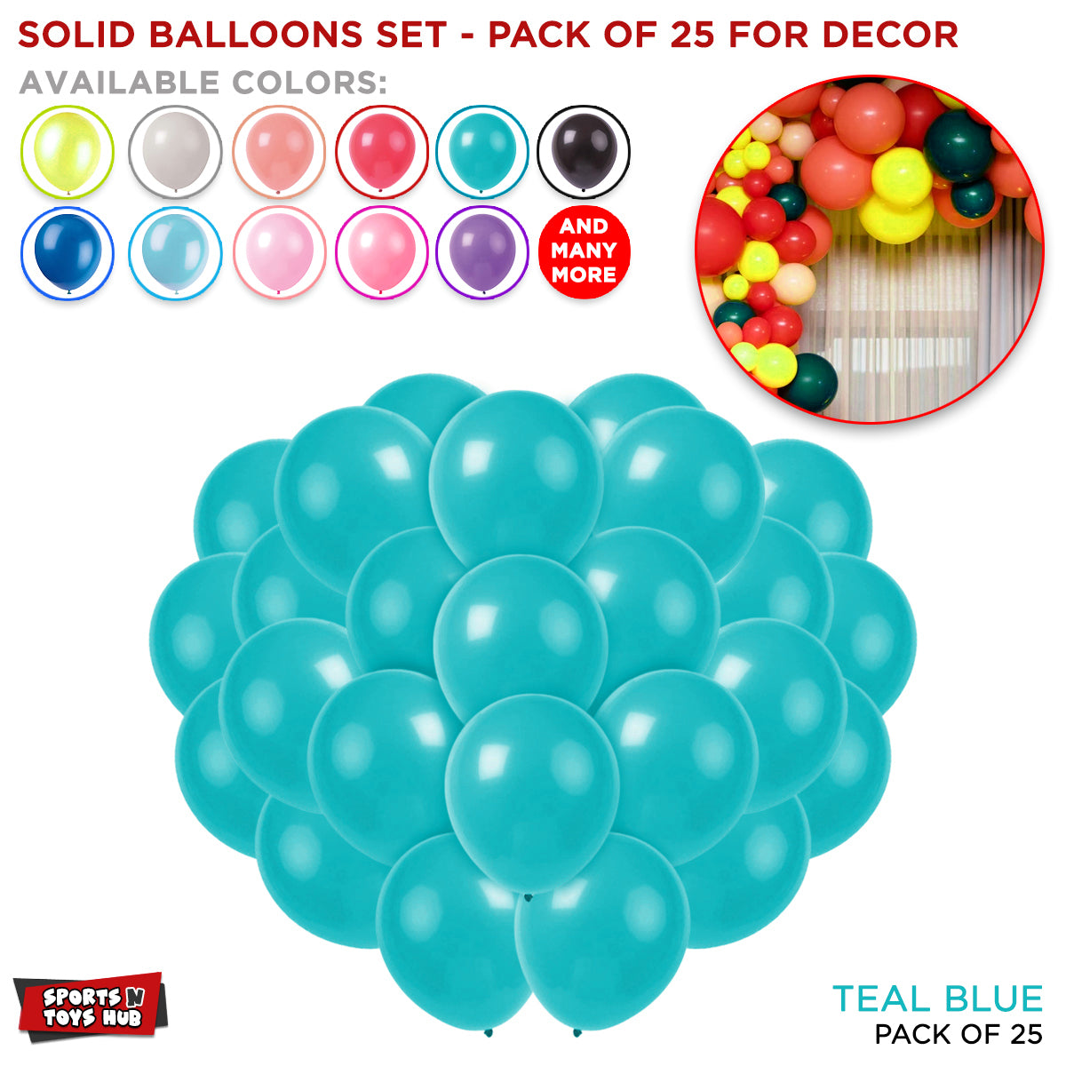 Solid Latex Balloons 25 Pcs