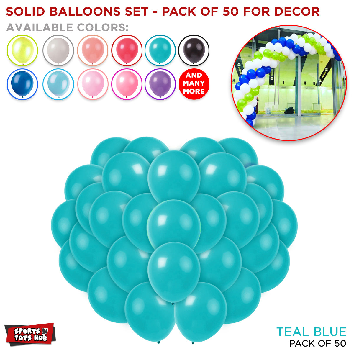 Solid Latex Balloons 50 Pcs
