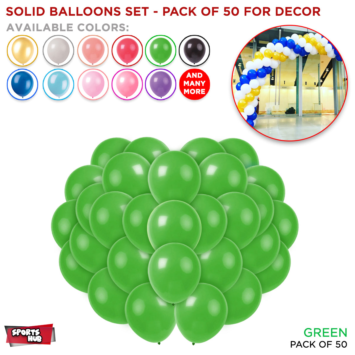 Solid Latex Balloons 50 Pcs