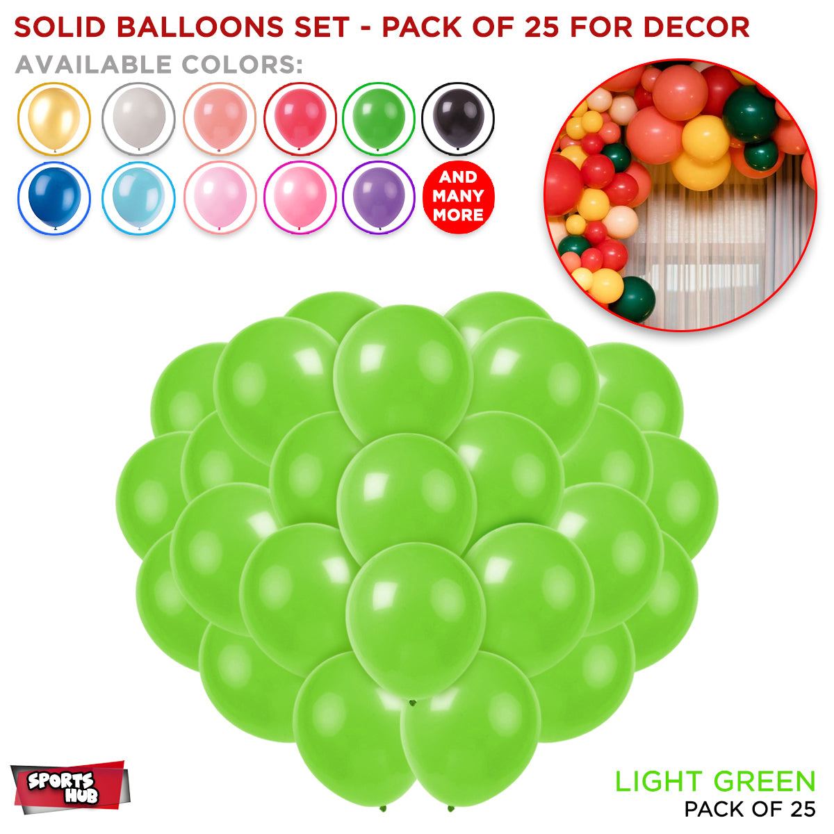Solid Latex Balloons 25 Pcs