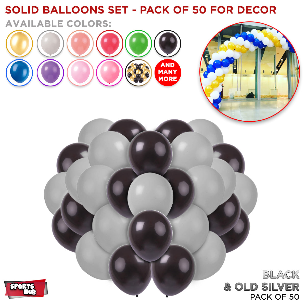 Solid Latex Balloons 50 Pcs