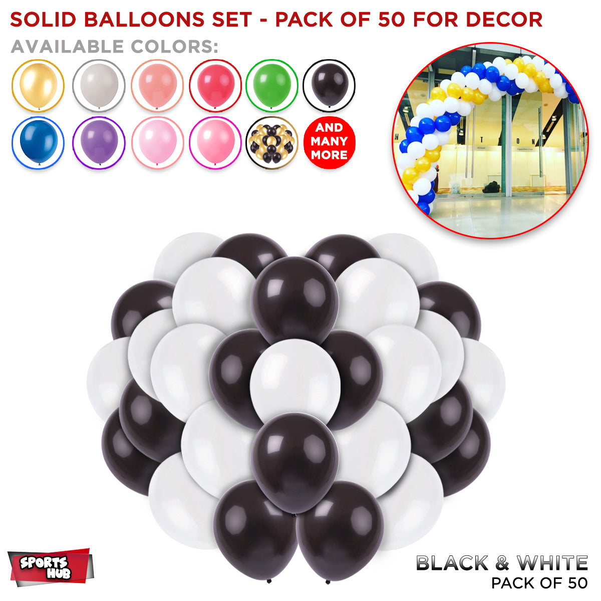 Solid Latex Balloons 50 Pcs