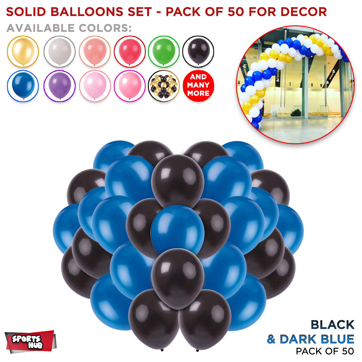Solid Latex Balloons 50 Pcs