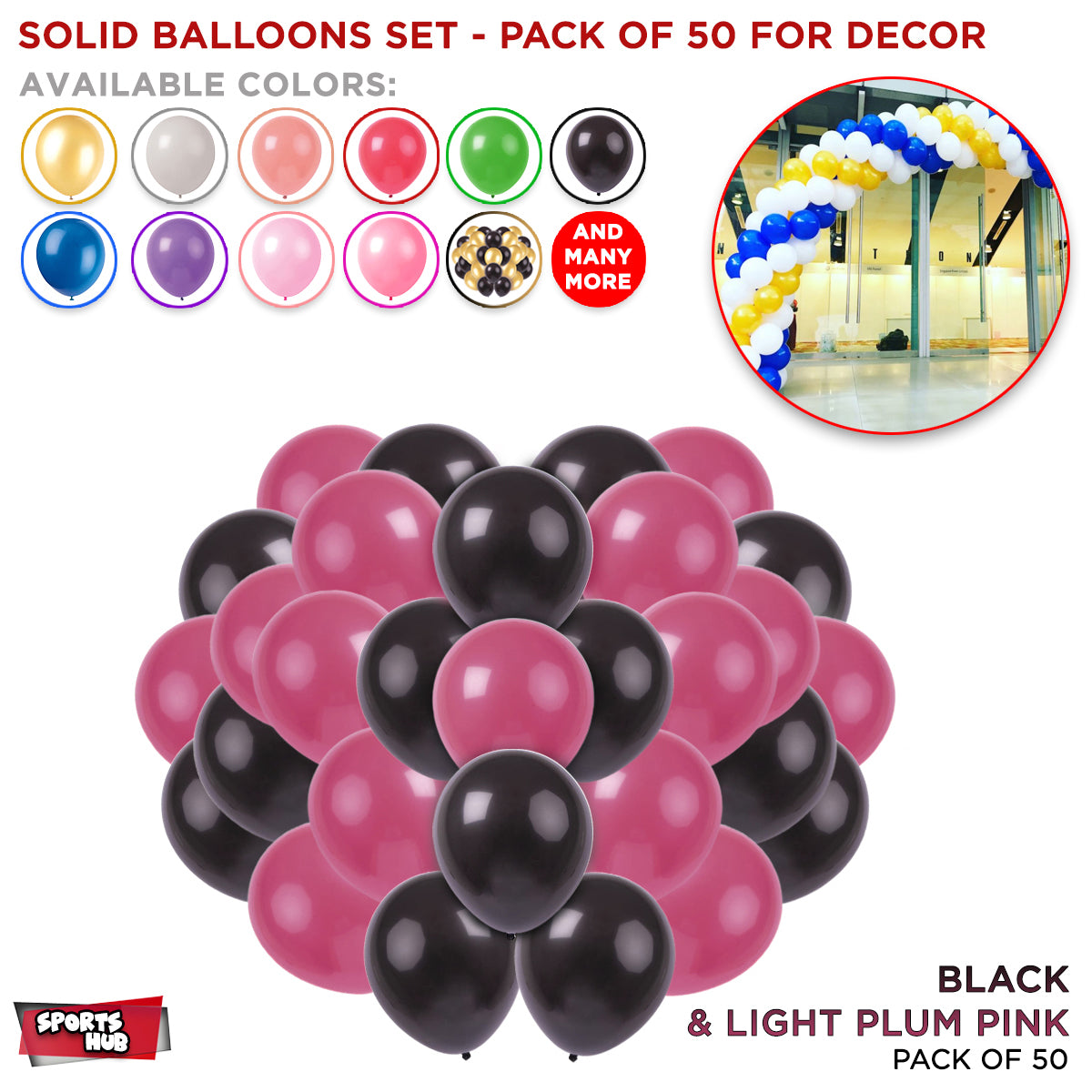 Solid Latex Balloons 50 Pcs