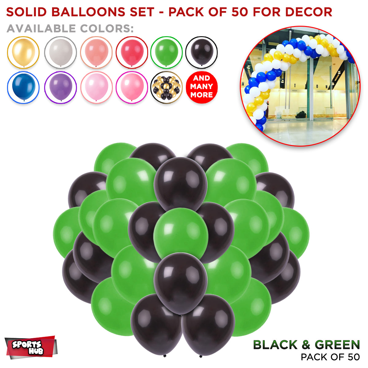 Solid Latex Balloons 50 Pcs