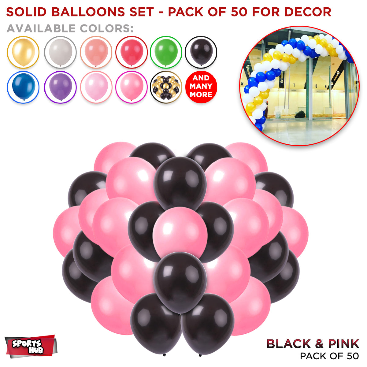 Solid Latex Balloons 50 Pcs