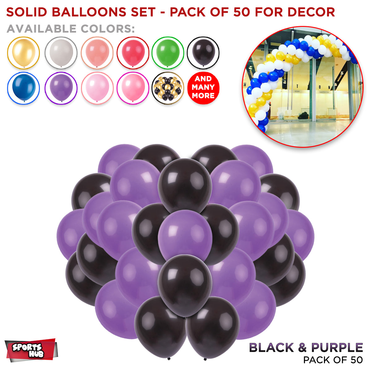Solid Latex Balloons 50 Pcs