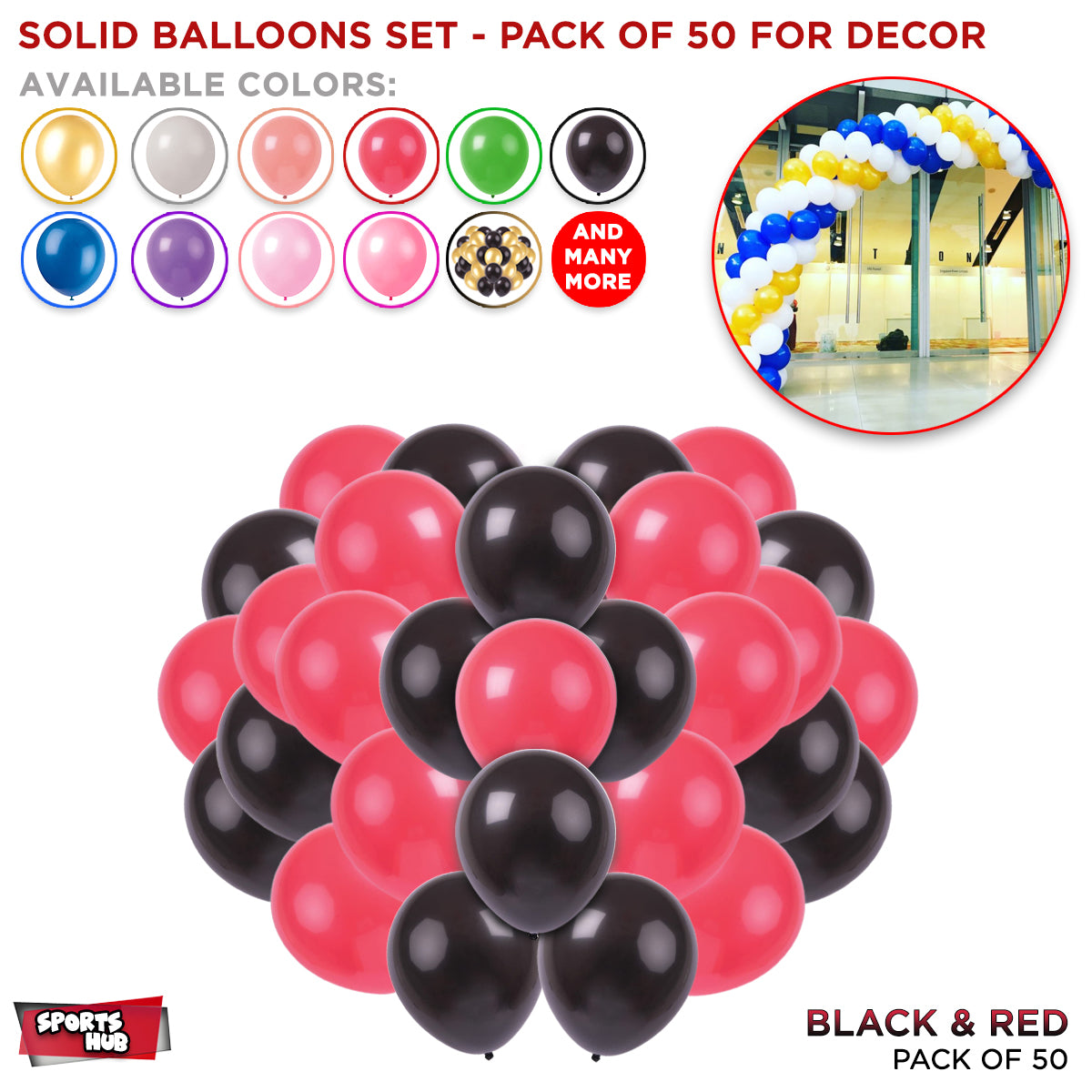 Solid Latex Balloons 50 Pcs