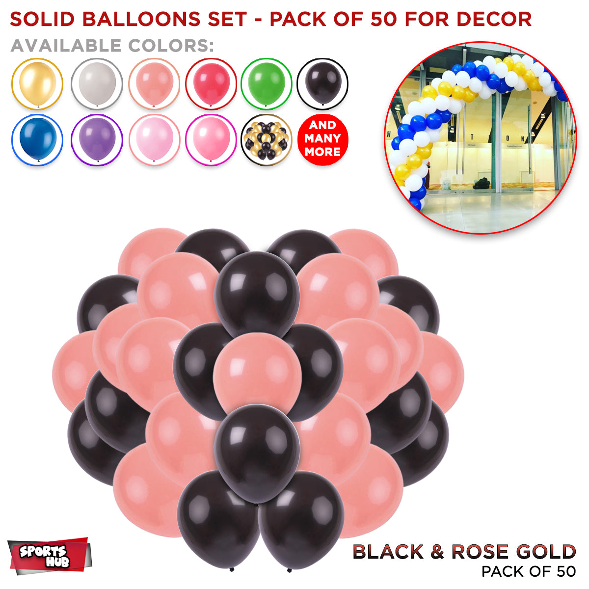 Solid Latex Balloons 50 Pcs