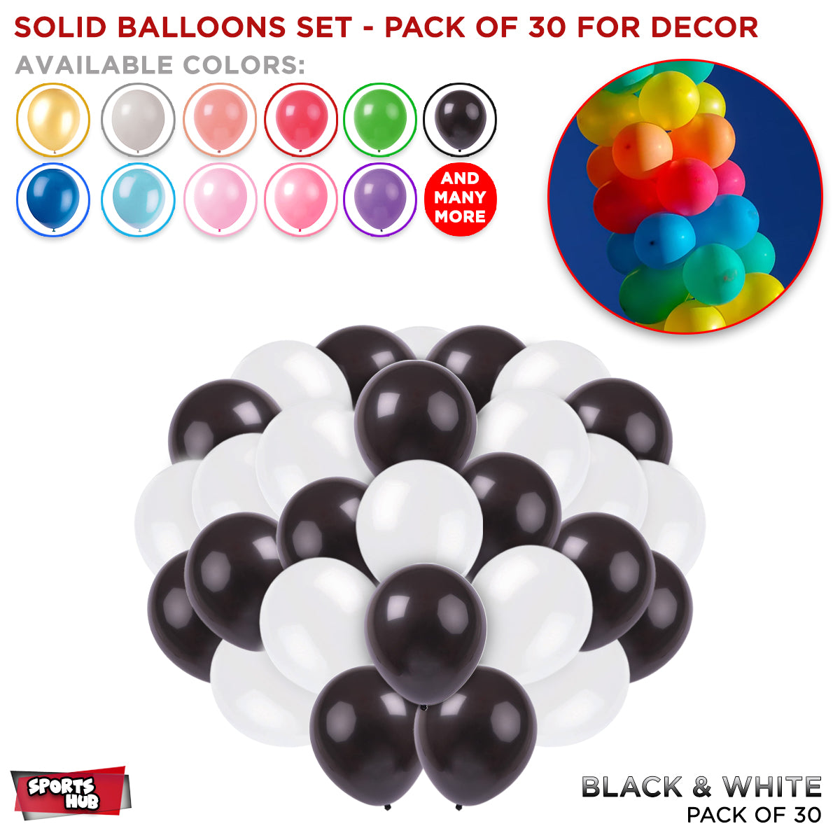 Solid Latex Balloons 30 Pcs
