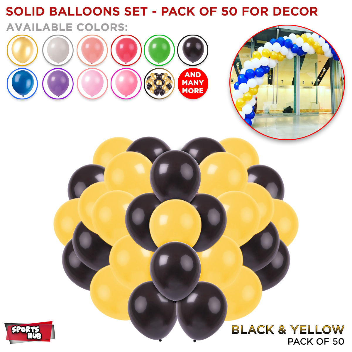 Solid Latex Balloons 50 Pcs