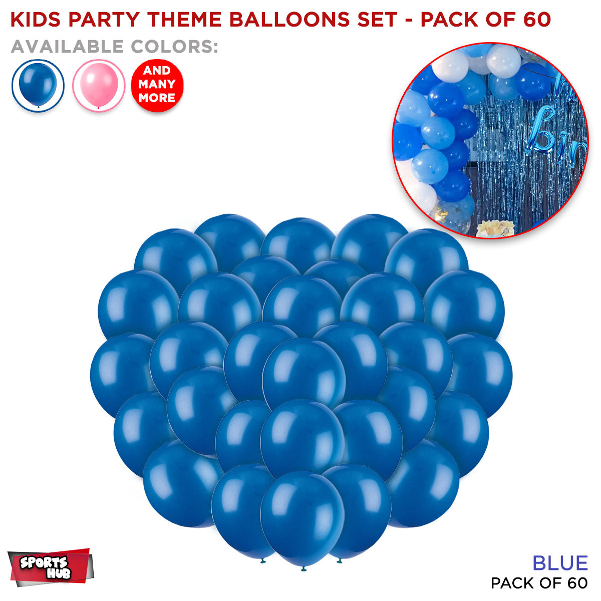 Solid Latex Balloons 60 Pcs