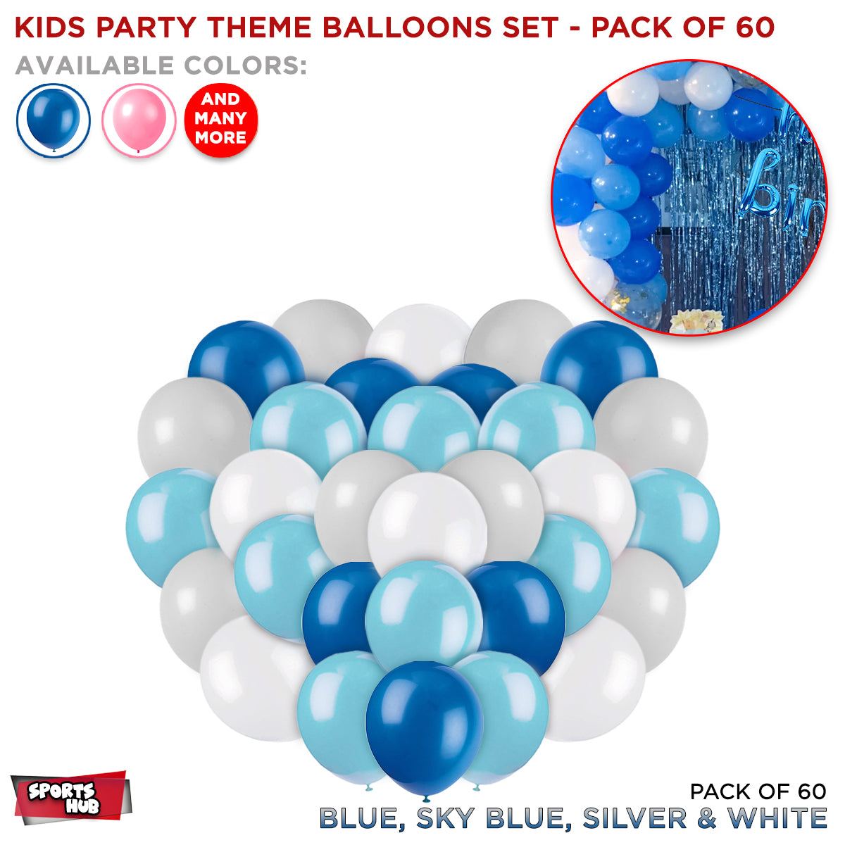 Solid Latex Balloons 60 Pcs