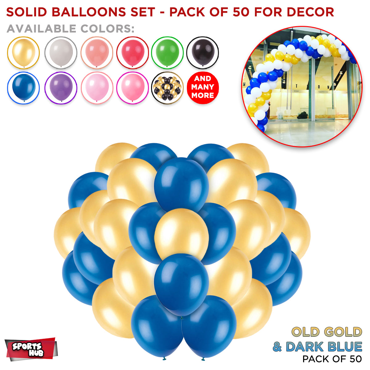 Solid Latex Balloons 50 Pcs