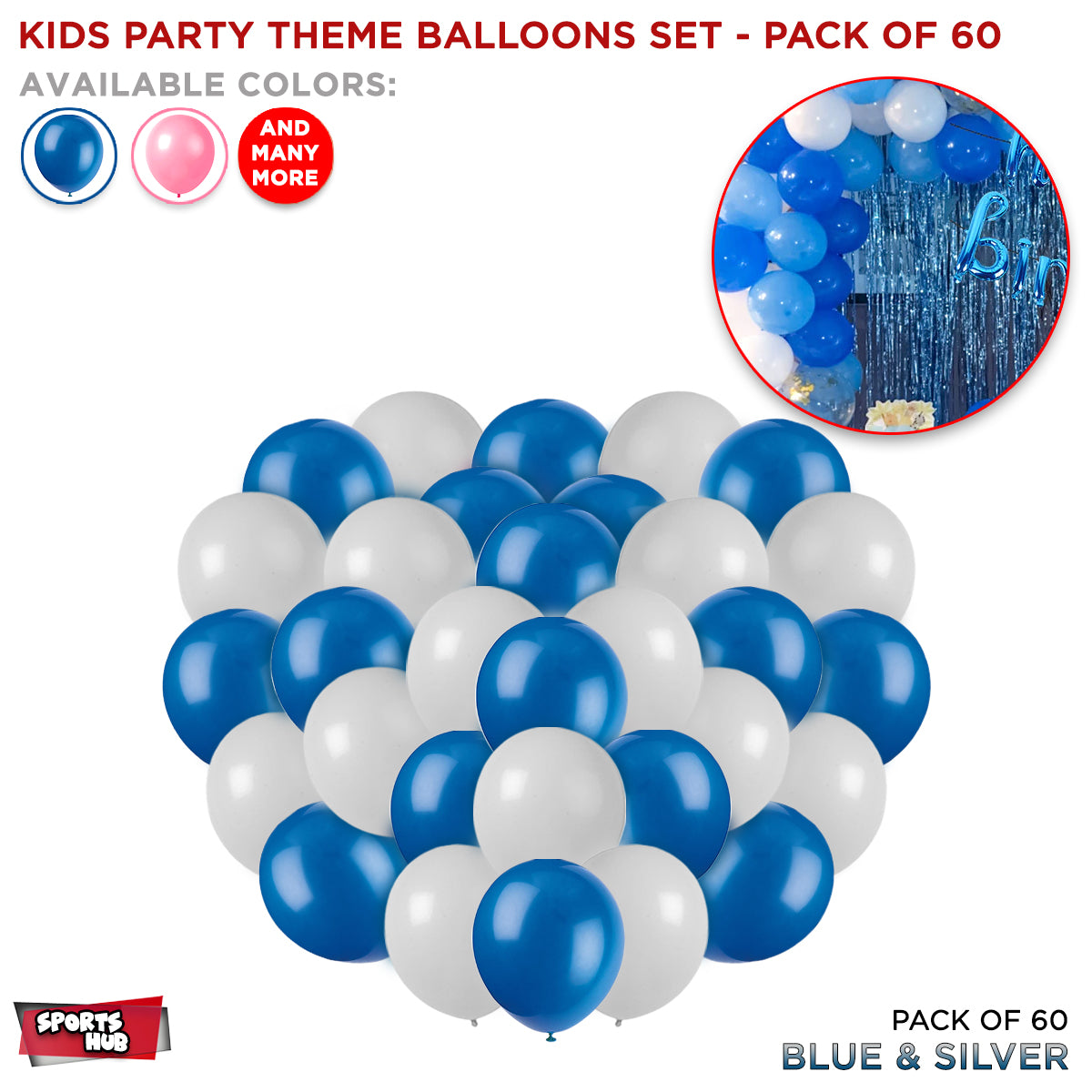 Solid Latex Balloons 60 Pcs