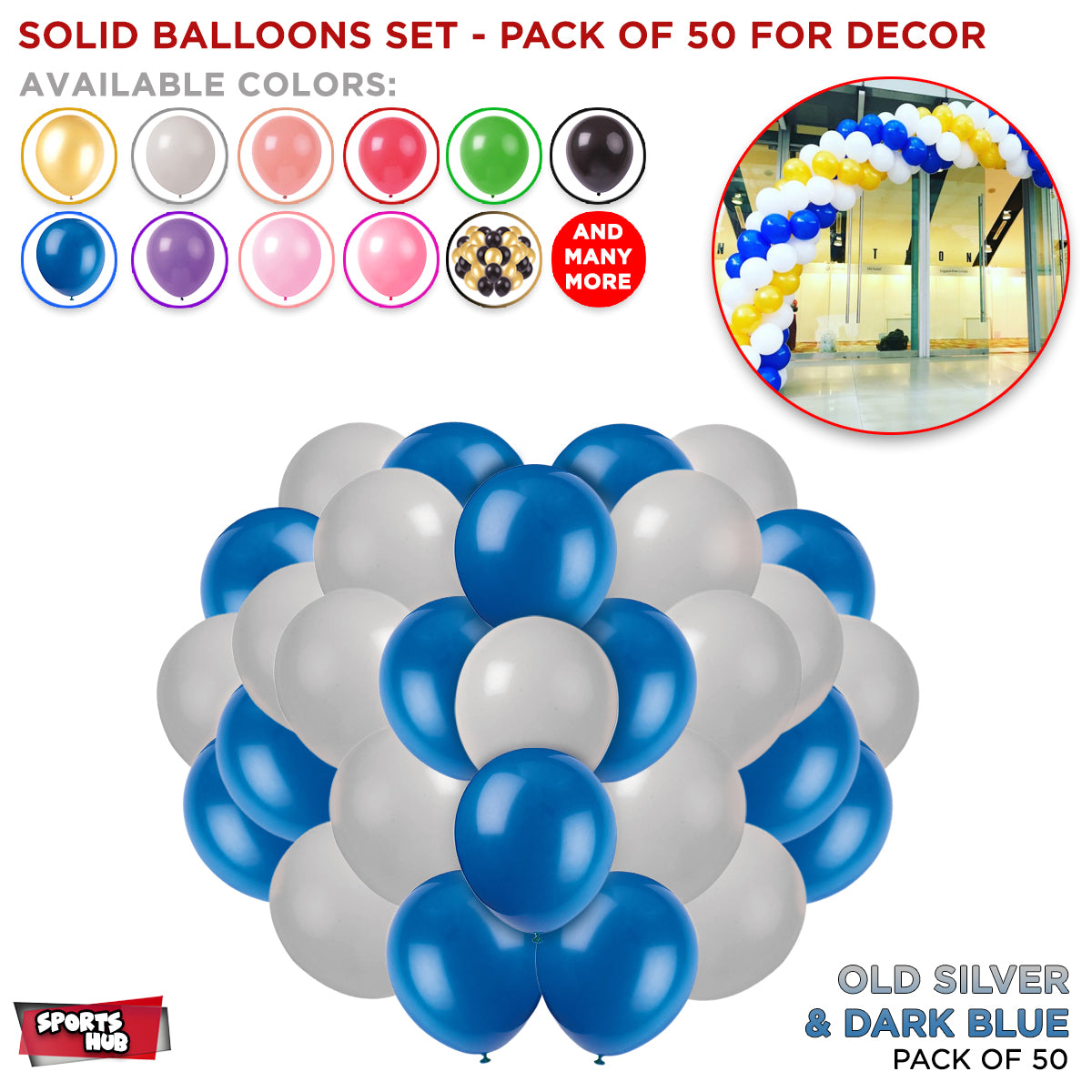Solid Latex Balloons 50 Pcs