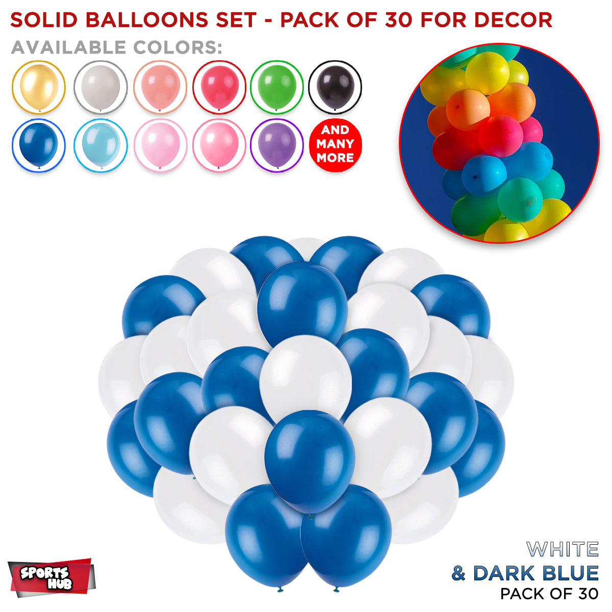 Solid Latex Balloons 30 Pcs