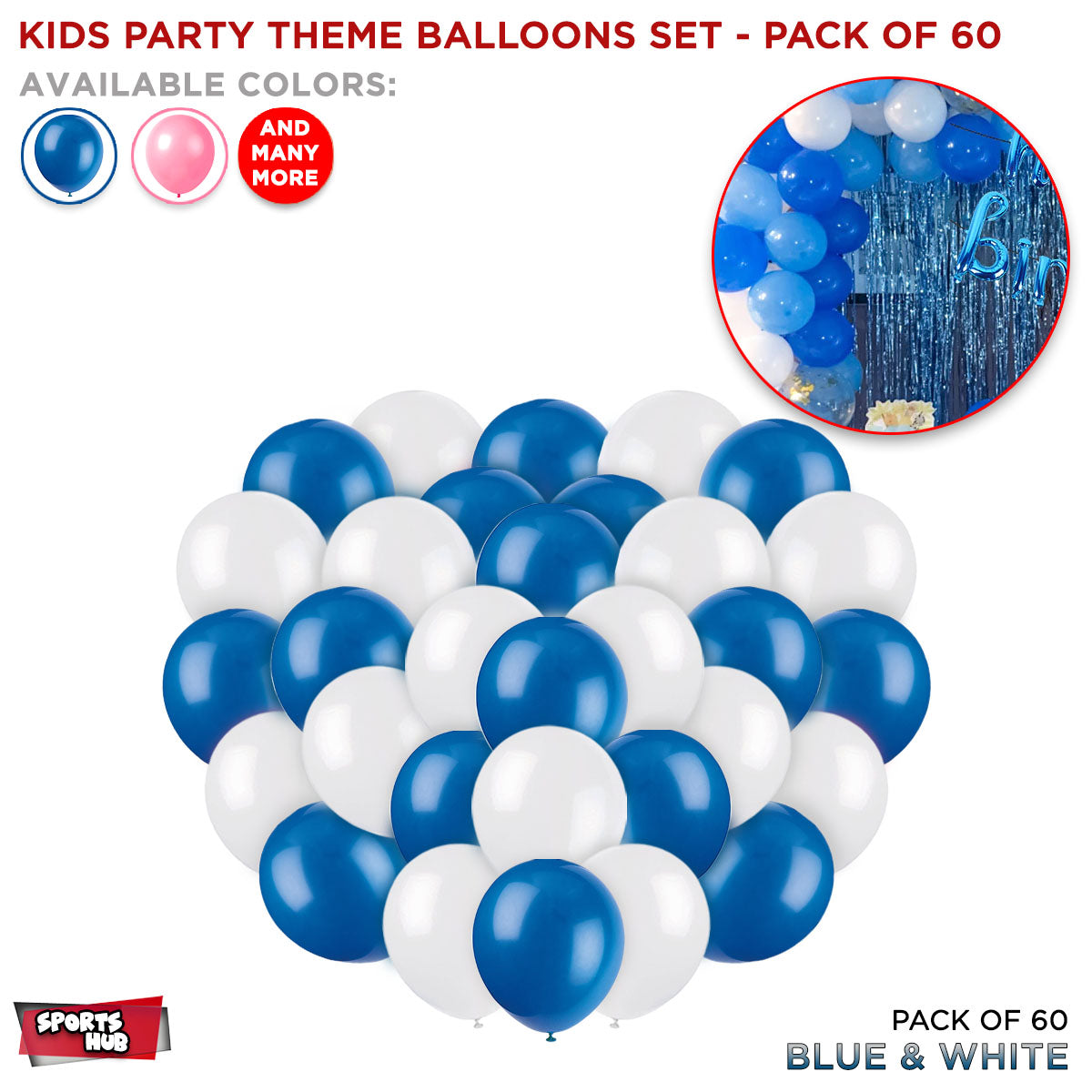 Solid Latex Balloons 60 Pcs