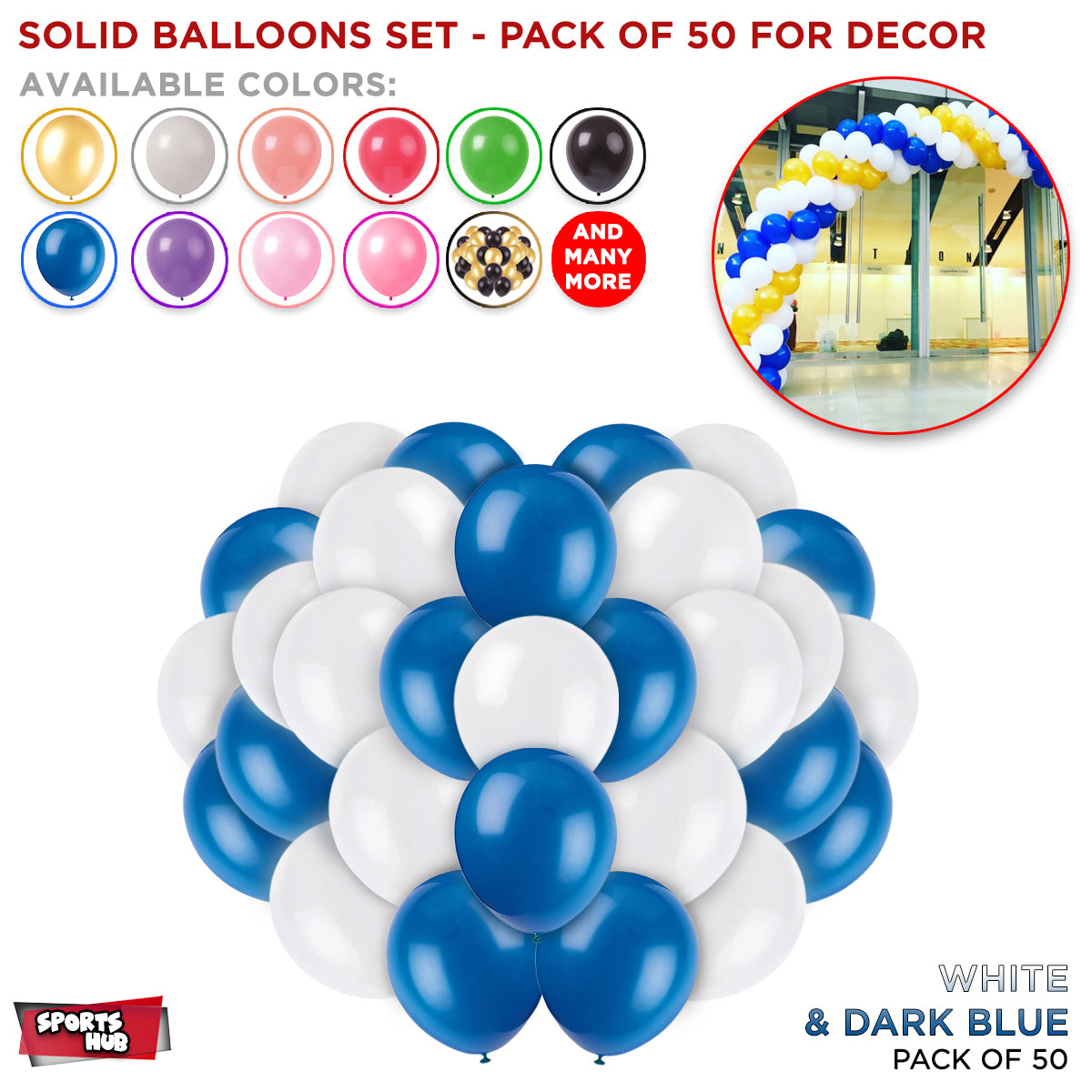 Solid Latex Balloons 50 Pcs