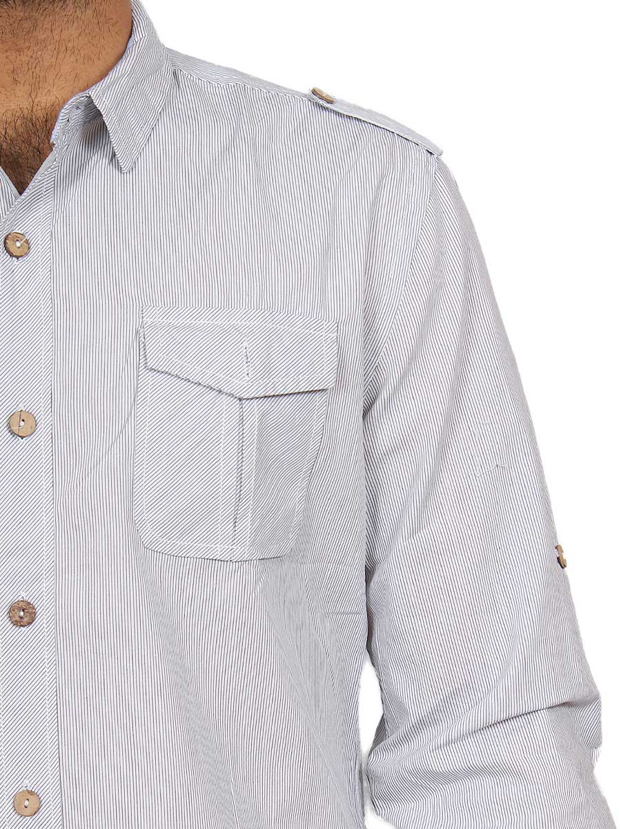Light Grey Pin Lined Casual Shirt