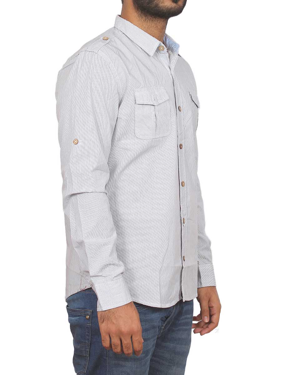 Light Grey Pin Lined Casual Shirt