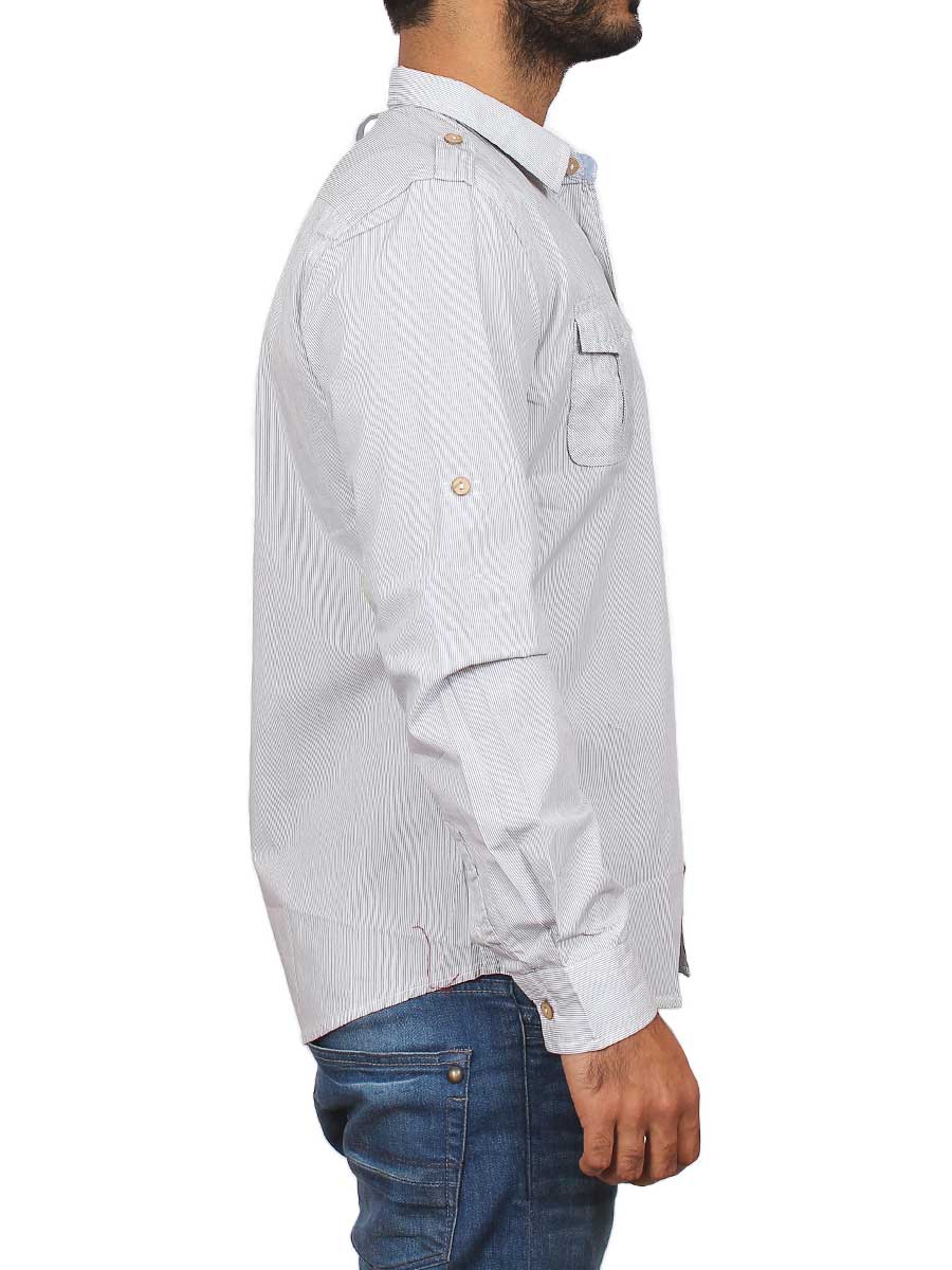 Light Grey Pin Lined Casual Shirt