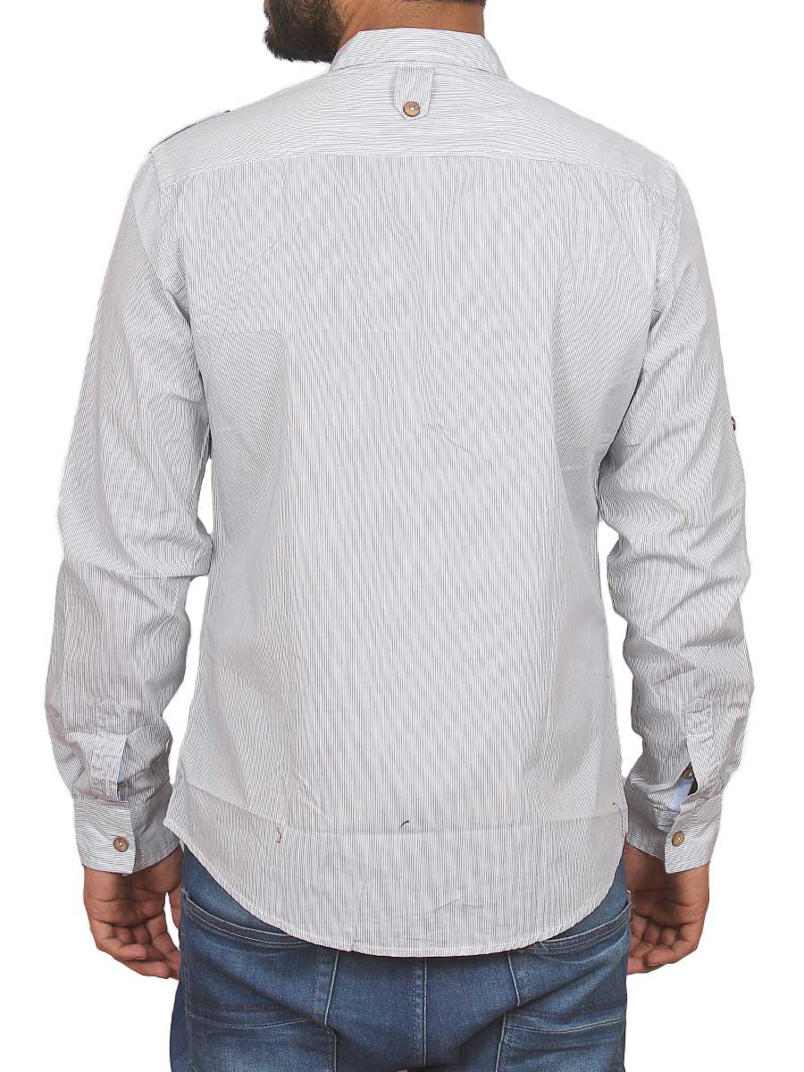 Light Grey Pin Lined Casual Shirt