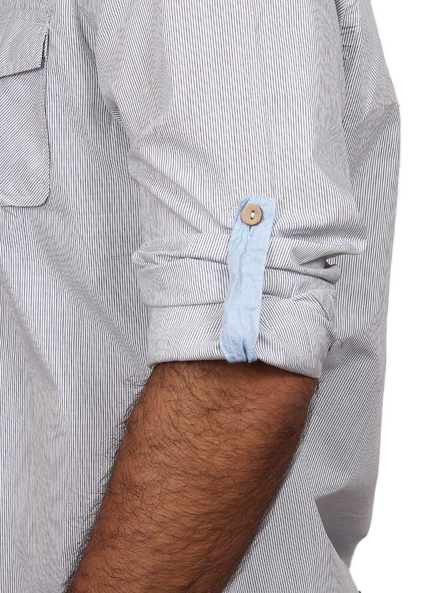 Light Grey Pin Lined Casual Shirt