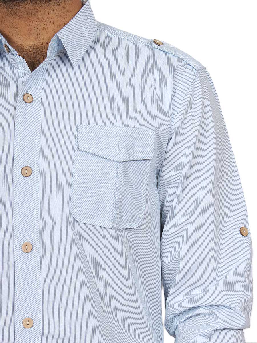 Sky Blue Pin Lined Casual Shirt