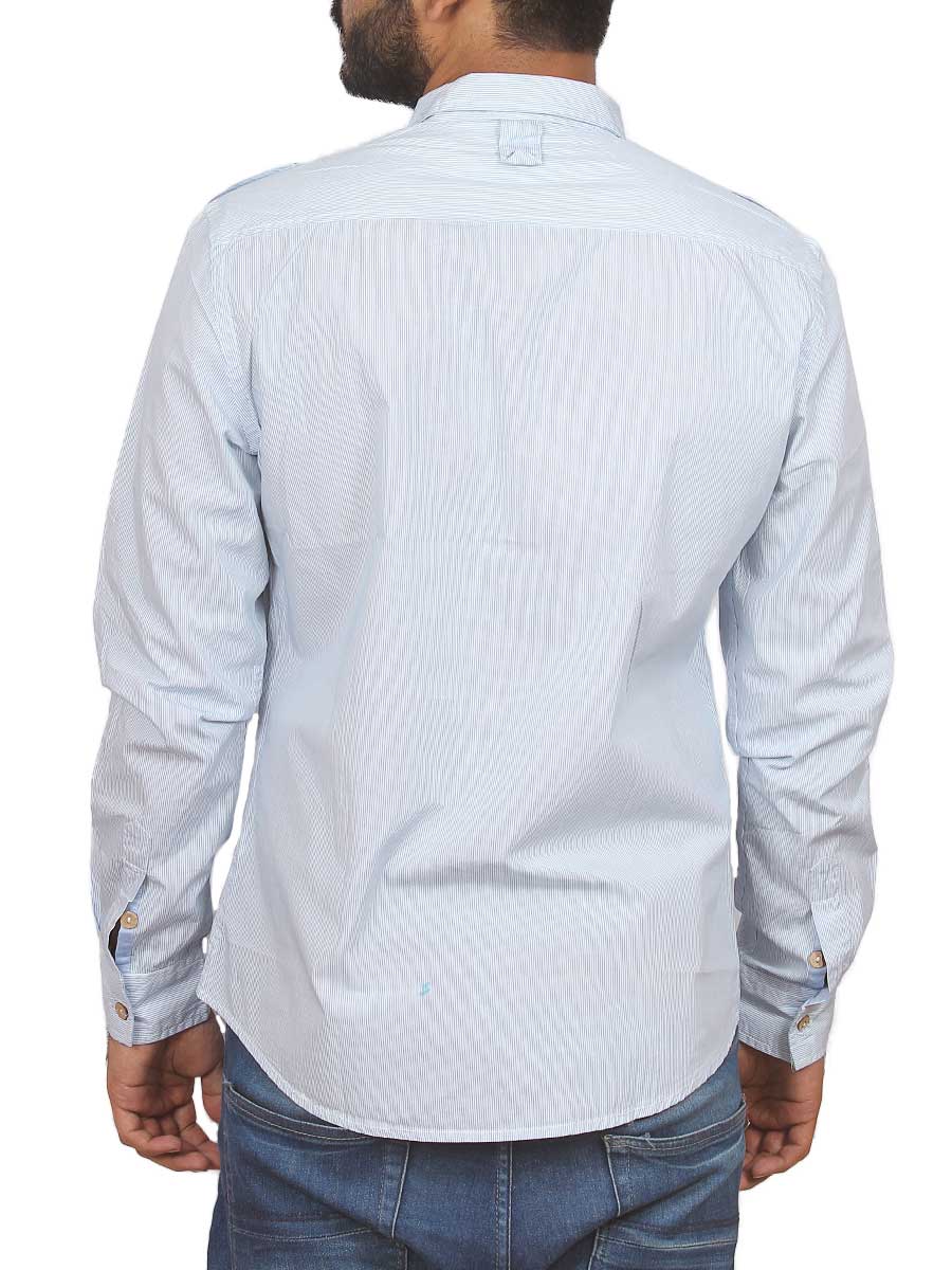 Sky Blue Pin Lined Casual Shirt