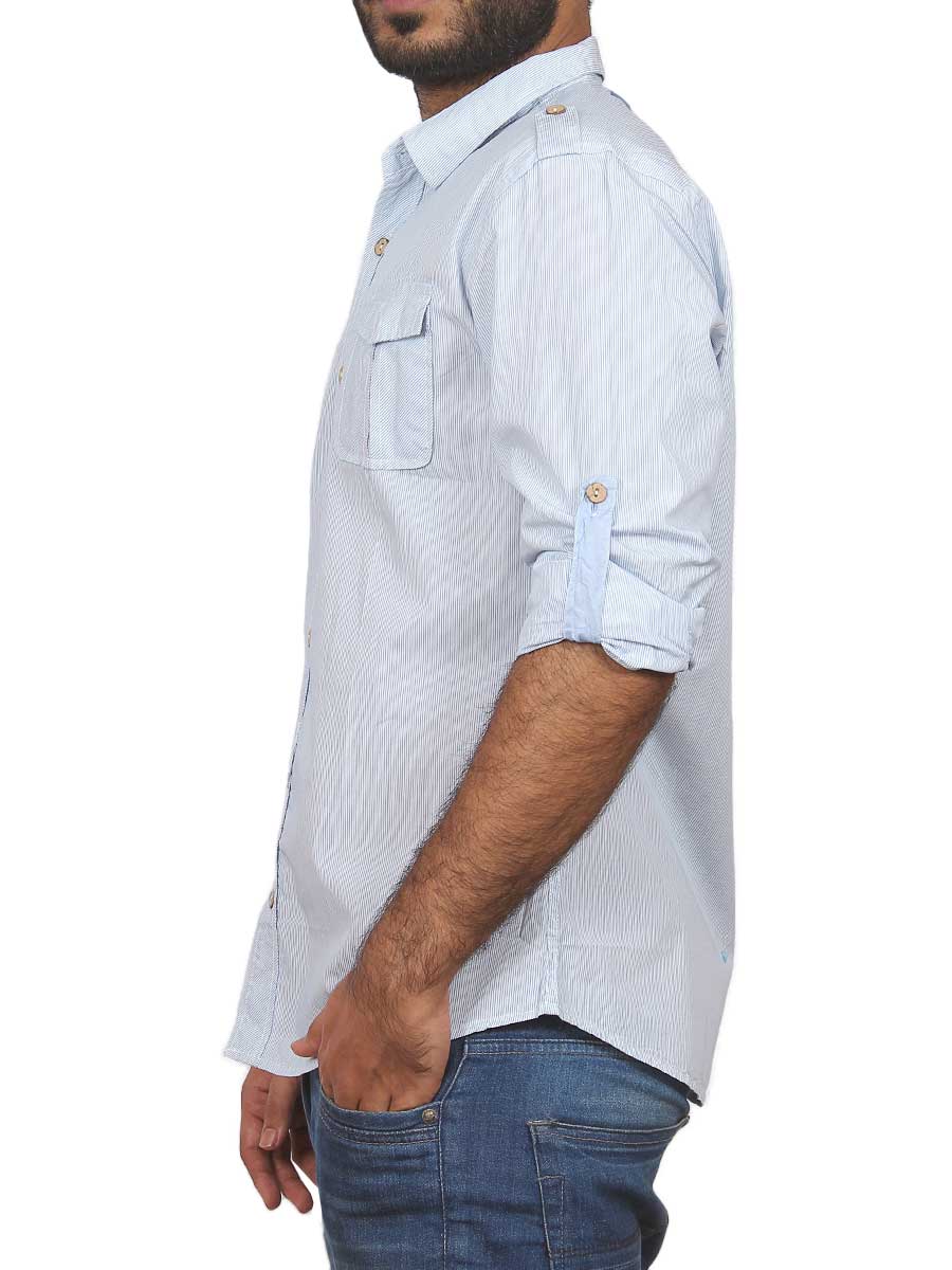 Sky Blue Pin Lined Casual Shirt