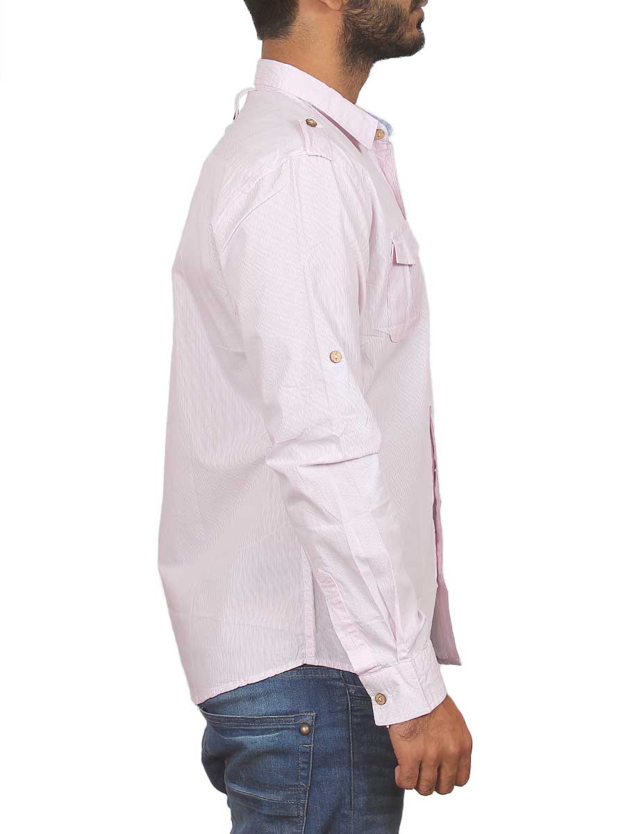 Baby Pink Pin Lined Casual Shirt