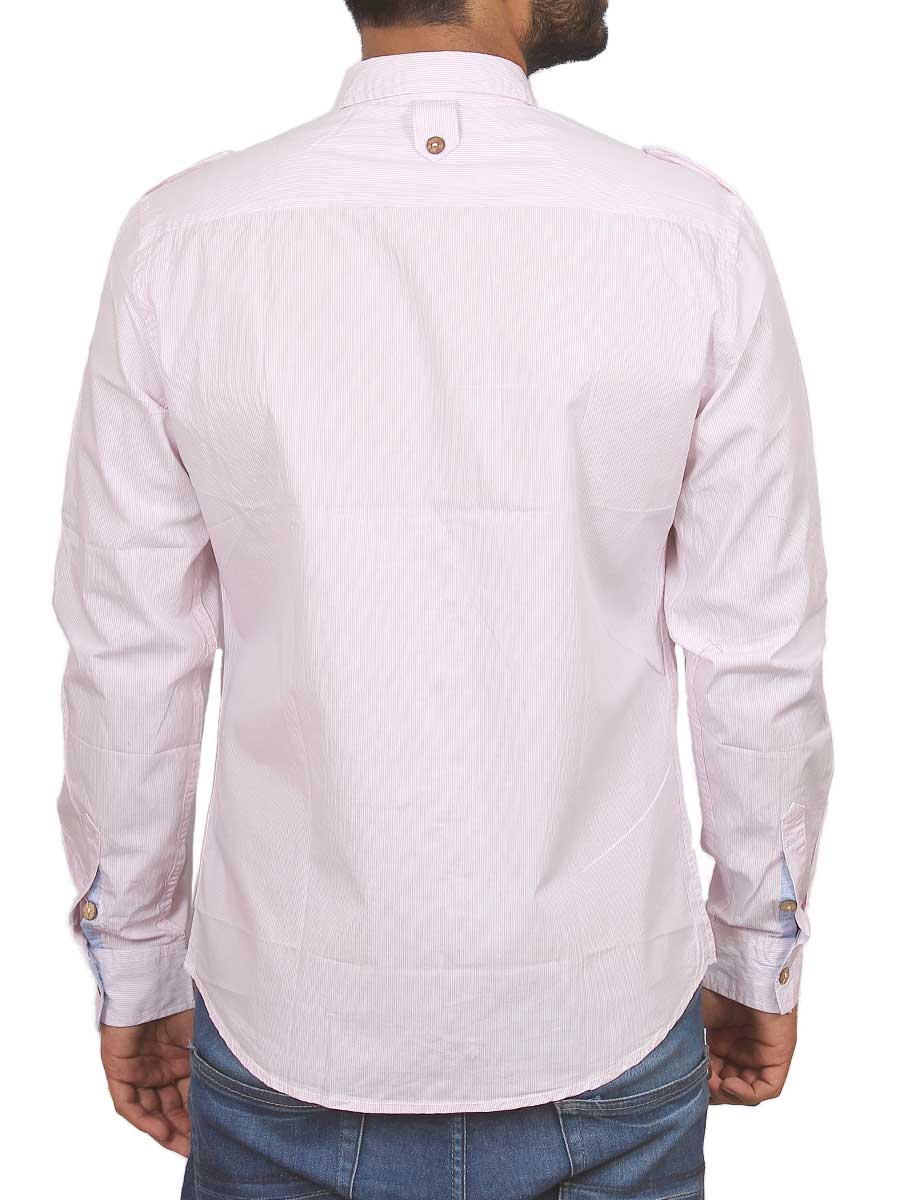 Baby Pink Pin Lined Casual Shirt