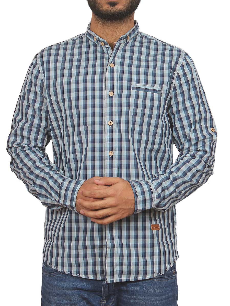 Blue and Grey Checks Casual Shirt
