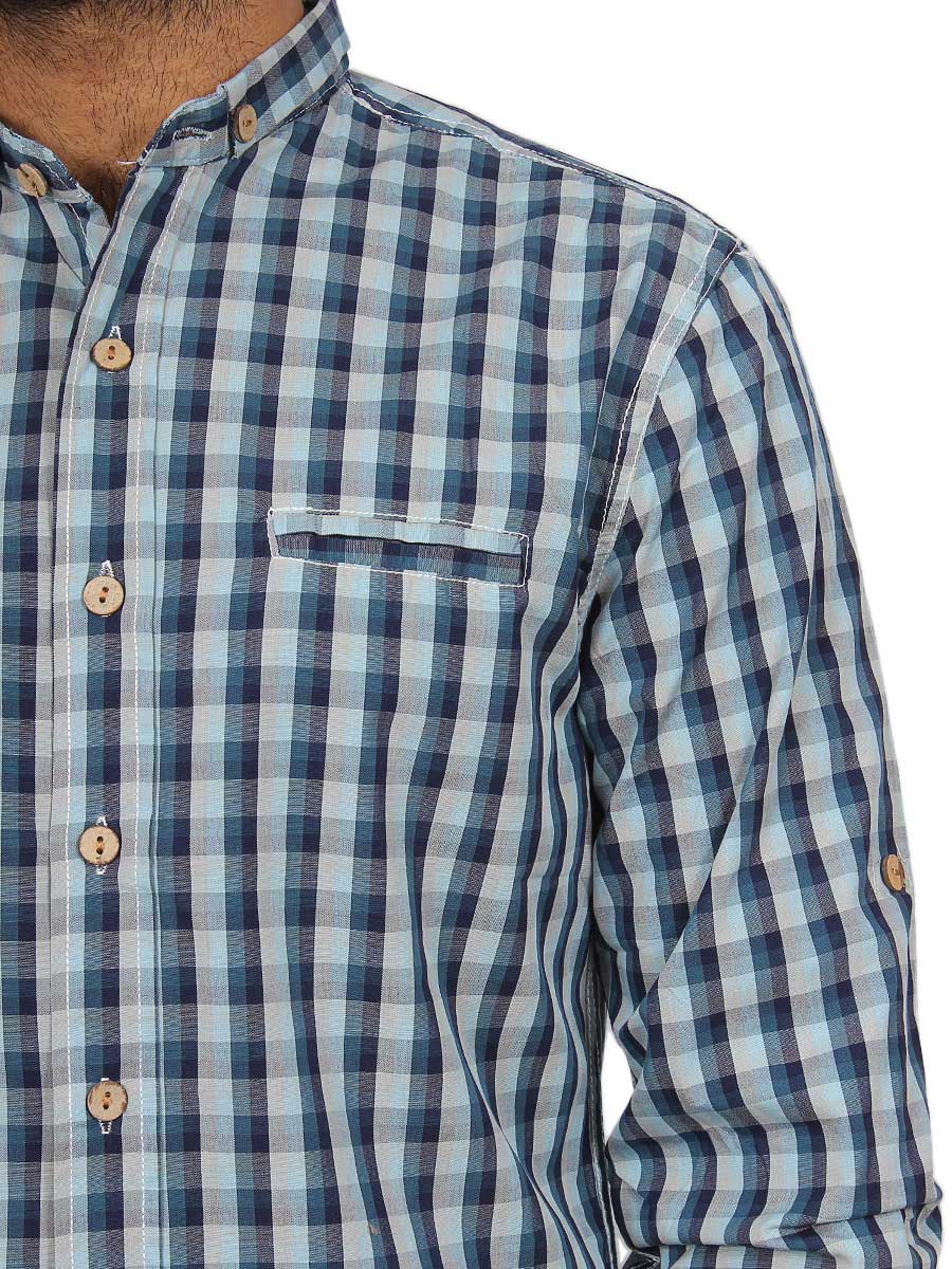 Blue and Grey Checks Casual Shirt