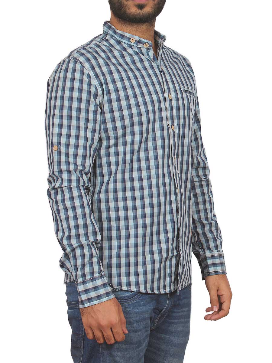 Blue and Grey Checks Casual Shirt