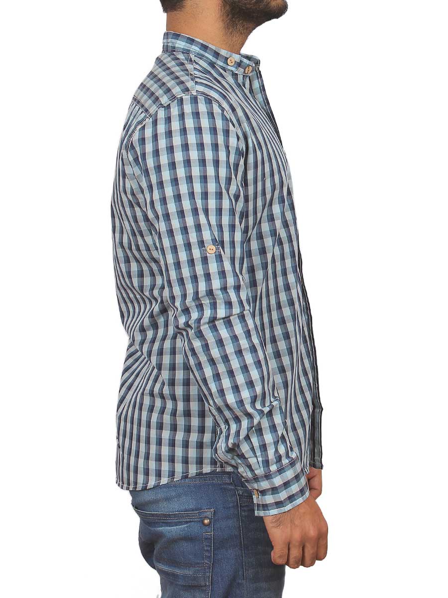 Blue and Grey Checks Casual Shirt